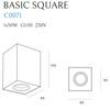 Downlight loftowy BASIC SQUARE C0071 Maxlight do salonu metalowy czarny