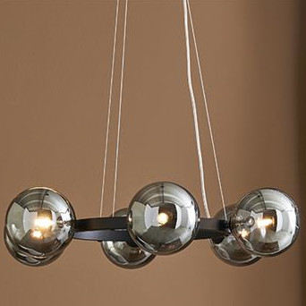 Modernistyczna LAMPA wisząca CIRCLE 108051 Markslojd loftowa OPRAWA metalowy ZWIS szklane kule czarne przydymione