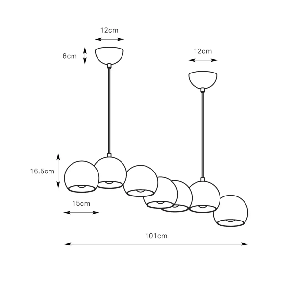 Wisząca lampa nad wyspę Cupolo 108860 metalowa kule molekuły czarna