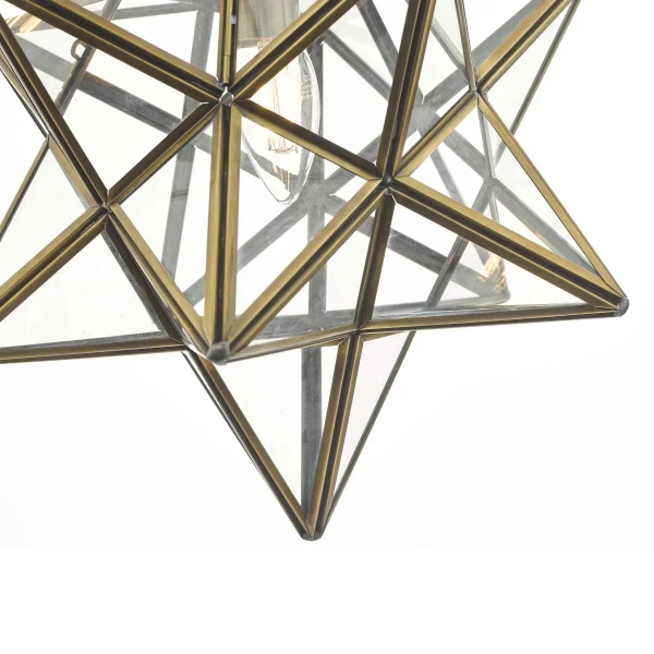 Geometryczna lampa wisząca Ilario ILA8675 gwiazda szklany mosiądz