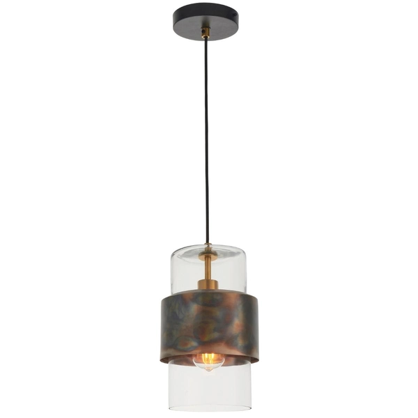 Industrialna lampa wisząca L&-190601 Light& tuba szklana brąz patyna