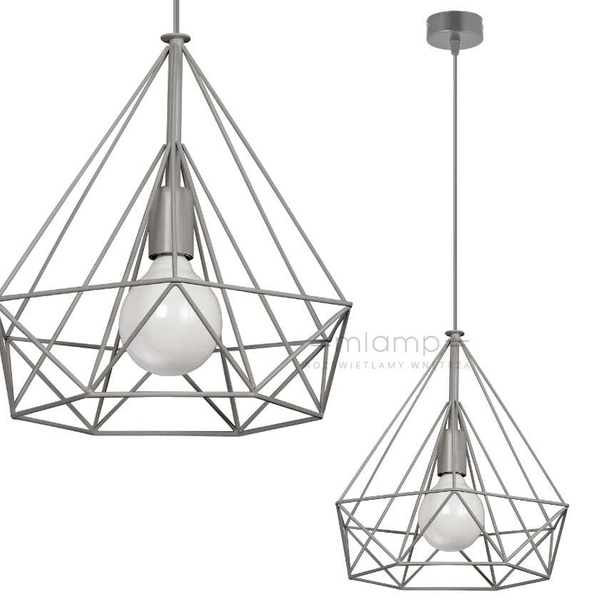 Druciana lampa wisząca VEN W-CORF/D GR klatka loft szara