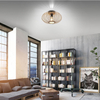 Skandynawska lampa sufitowa Racoon okrągła do salonu drewno
