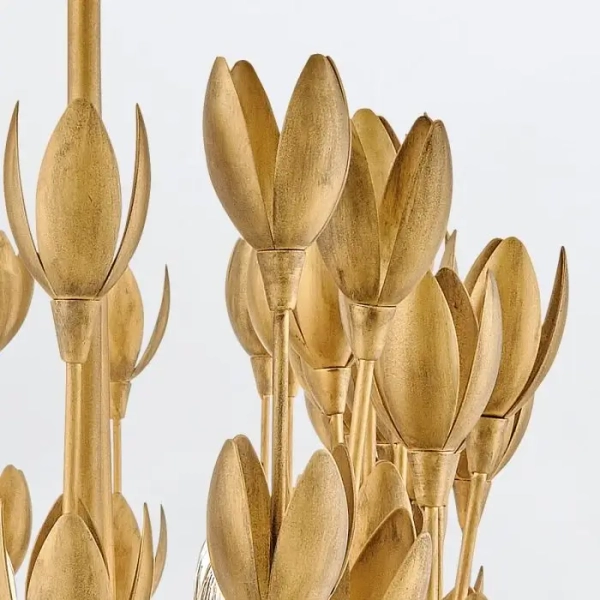 Dekoracyjna wisząca lampa Flora QN-FLORA10-GD kwiaty do jadalni złote