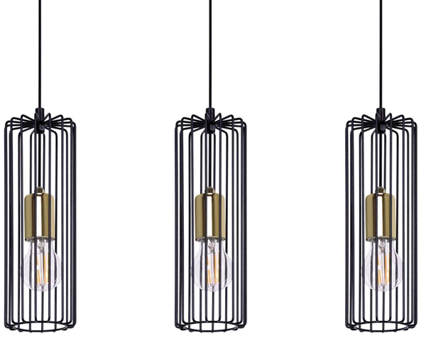 Lampa wisząca Gabia K-4936 druciak nad wyspę czarny złoty