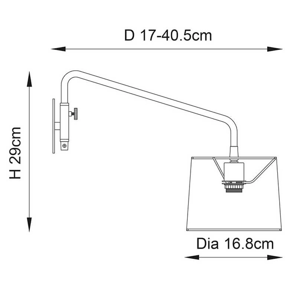 Regulowana lampa ścienna Carlson 79500 z abażurem czarny szary