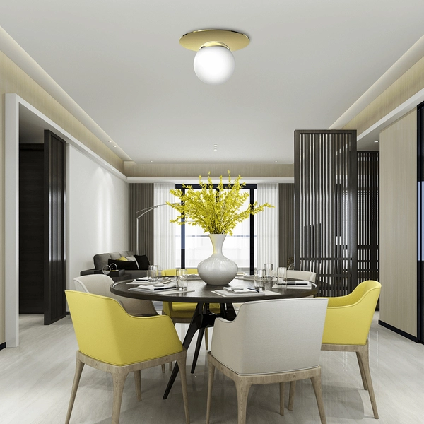 Loftowy plafon gabinetowy Plato kula ball lampa biała złota