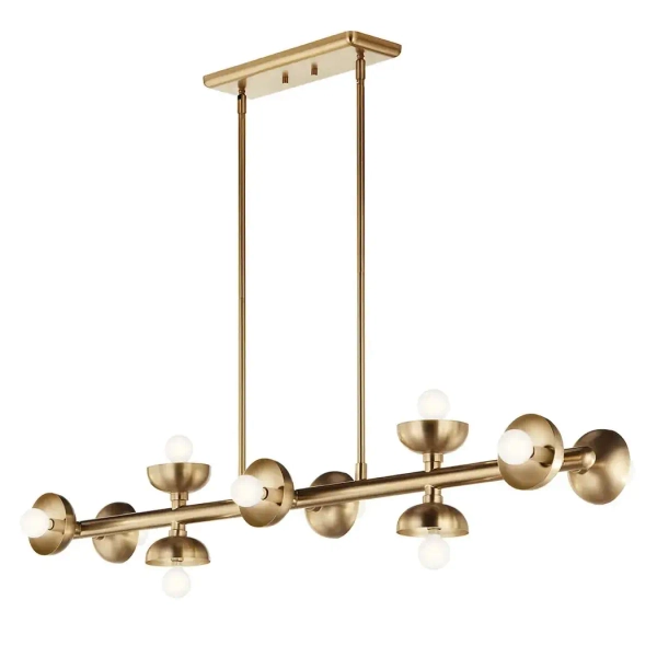 Lampa wisząca metalowa Palta KL-PALTA-LP10-CPZ podłużna do salonu mosiądz