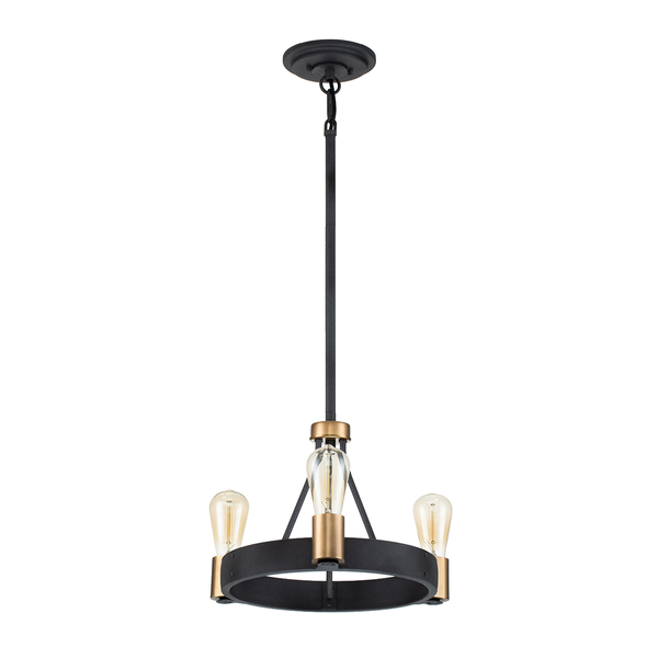 Lampa wisząca QN-SILAS-3P-DZ okrągła czarna mosiądz