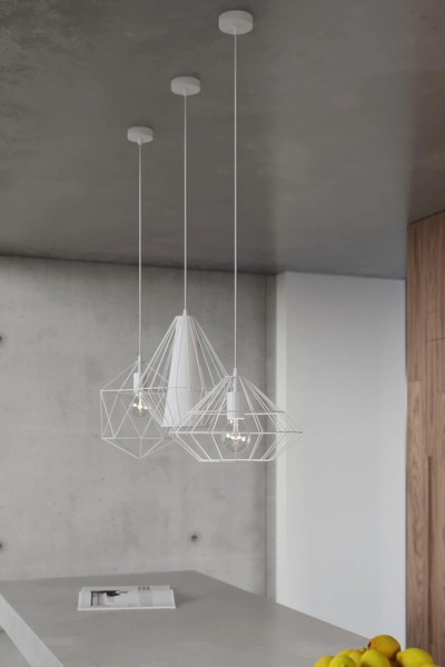 Druciana LAMPA wisząca SL.0293 industrialna OPRAWA zwis druciak metalowy biały