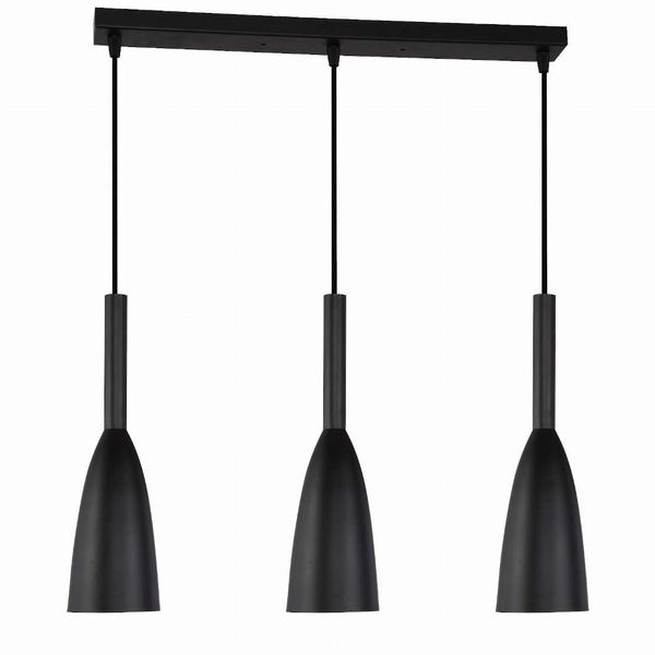 Wisząca LAMPA hygge SOLIN LP-181/3L BK Light Prestige metalowa OPRAWA na listwie ZWIS kaskada czarna