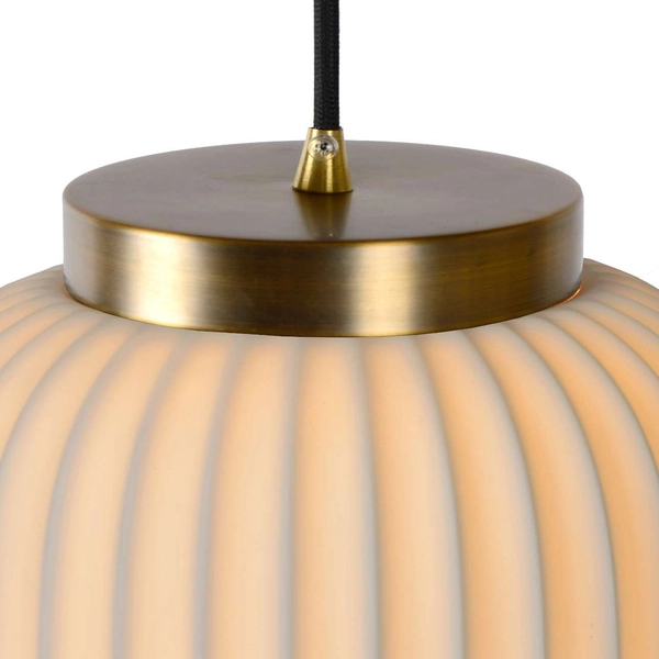 Plisowana LAMPA wisząca GOSSE 13435/01/31 Lucide porcelanowa OPRAWA retro ZWIS angielski biały