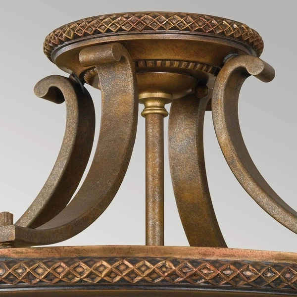 Półplafon Kelham Hall FE-KELHAM-HALL-SF Feiss antyczny brązowy bursztynowy