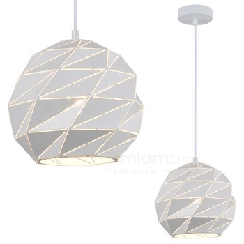 Geometryczna LAMPA wisząca PALERMO PND-2424-1S-WH Italux metalowa OPRAWA art deco ZWIS kula ball biała