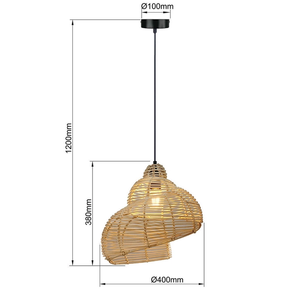 Skandynawska lampa wisząca Shella LP-1806/1P 40cm eko drewniana beżowa
