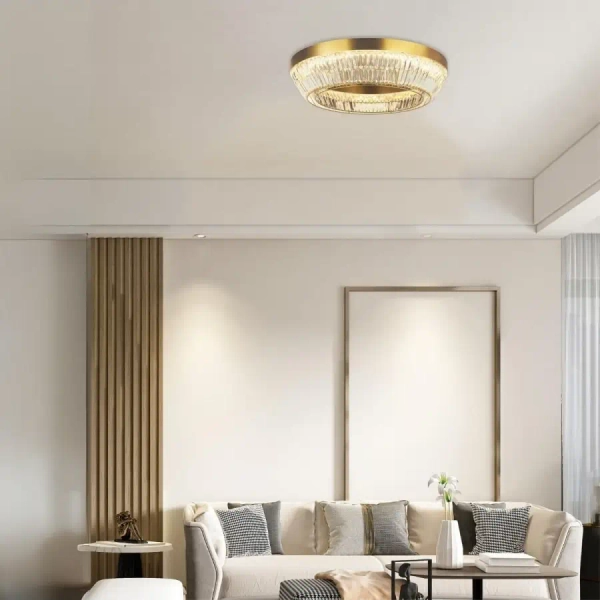 Sufitowa kryształowa lampa 23049 LED 55W 3000K okrągła mosiądz