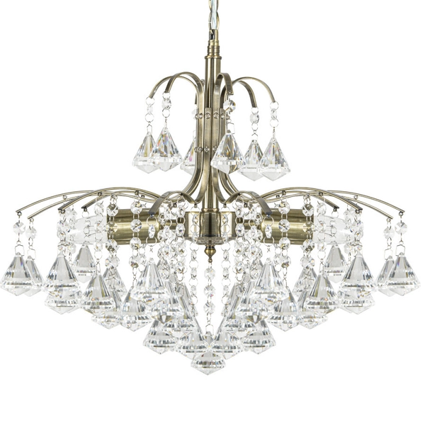 Pałacowa LAMPA wisząca 6246/3 21QG + TR Elem metalowa OPRAWA crystal ZWIS glamour mosiądz przezroczysty