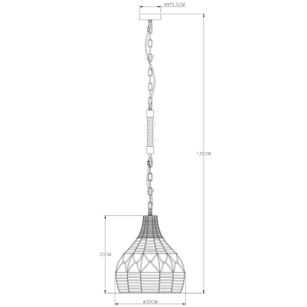 Wisząca LAMPA loftowa HALIA 15671H Globo okrągła OPRAWA skandynawski ZWIS metalowy brązowy czarny
