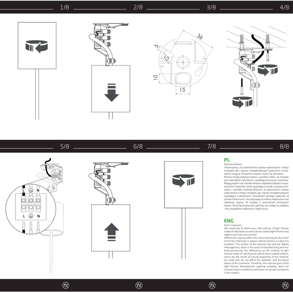 Kinkiet designerski druciany Gstar 8285 Nowodvorski czarny mosiądz