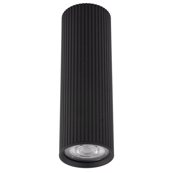 Podłużna lampa nasufitowa Tune 10024 prążkowana do holu czarna