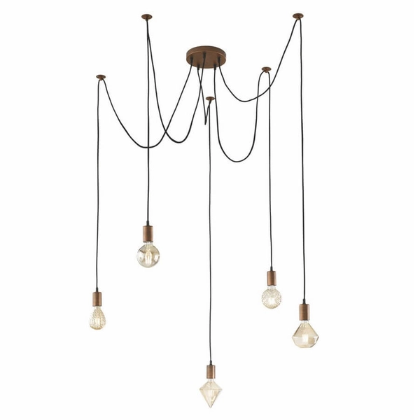 Zwieszana lampa salonowa CORD 310100562 Trio pająk miedziany czarny