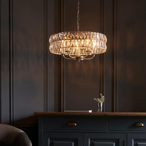 Szklana lampa wisząca Clifton 104467 okragła srebrny przezroczysty