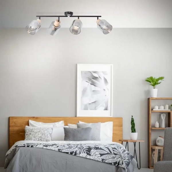 Loftowa lampa sufitowa Weald 99839/93 szklana czarna przydymiona