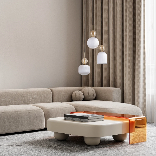 Wisząca lampa do przedpokoju Sophia Cognac ryflowana biały czarny