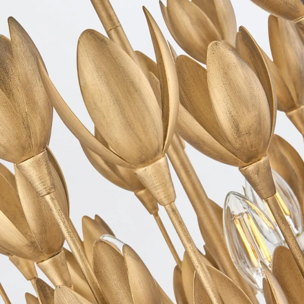 Wiszący żyrandol nad stół Flora QN-FLORA3-GD do jadalni kwiaty złote