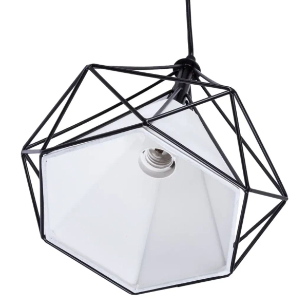 Industrialna lampa wisząca Diamond CHNR3L-E27 Abigali druciana czarna biała