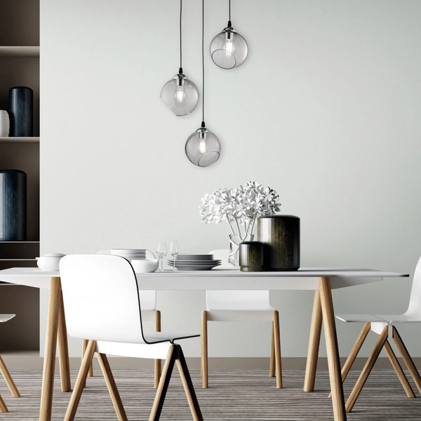 Loftowa LAMPA wisząca CLOONEY R30073054 RL Light skandynawska OPRAWA szklane kule ZWIS kaskada przydymiona chrom