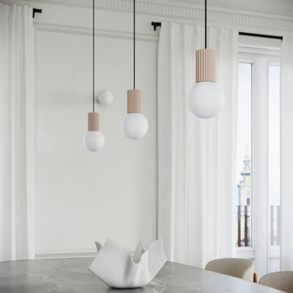 Okrągła lampa wisząca HALO SL.1744 szklana kulista kaszmirowa