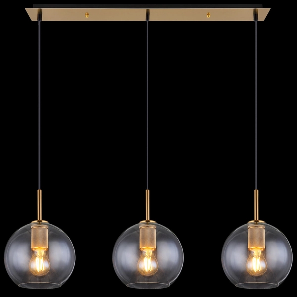 Wisząca LAMPA loftowa ADARA 15462H2 Globo szklana OPRAWA na listwie ZWIS kule balls przezroczyste mosiądz