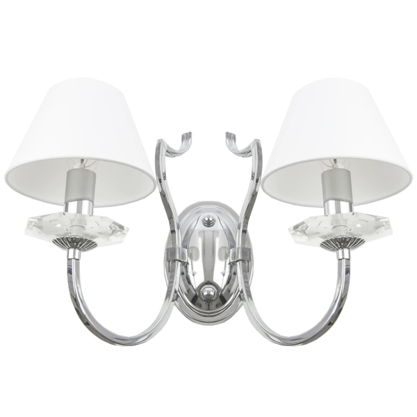 Klasyczny kinkiet Riga W02779CH-WH Cosmolight metal tkanina srebrny biały
