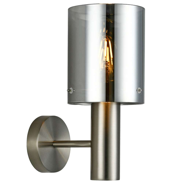 Ścienna LAMPA skandynawska SARDO WL-5581-1A-SC+SG Italux loftowa OPRAWA szklany KINKIET okrągła tuba nikiel przydymiona