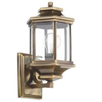 Elewacyjna lampa ścienna Ladbroke LAD1675 IP44 retro mosiądz przezroczysty