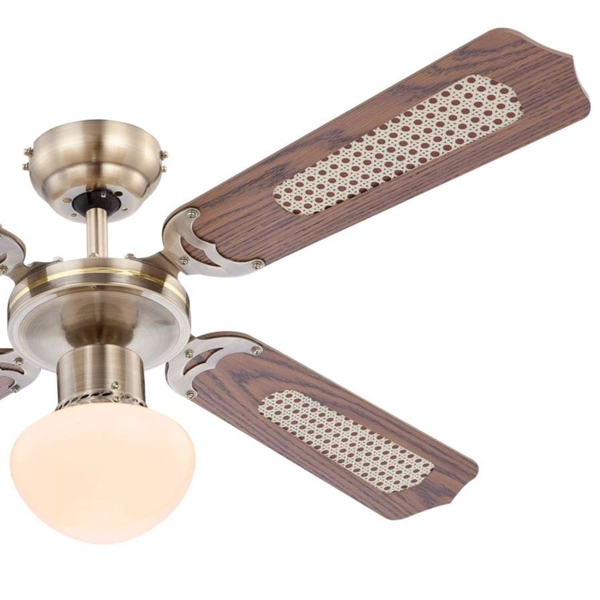 LAMPOWENTYLATOR sufitowy CHAMPION 0309 Globo metalowa OPRAWA plafon WIATRAK z regulacją obrotów mosiądz brązowy