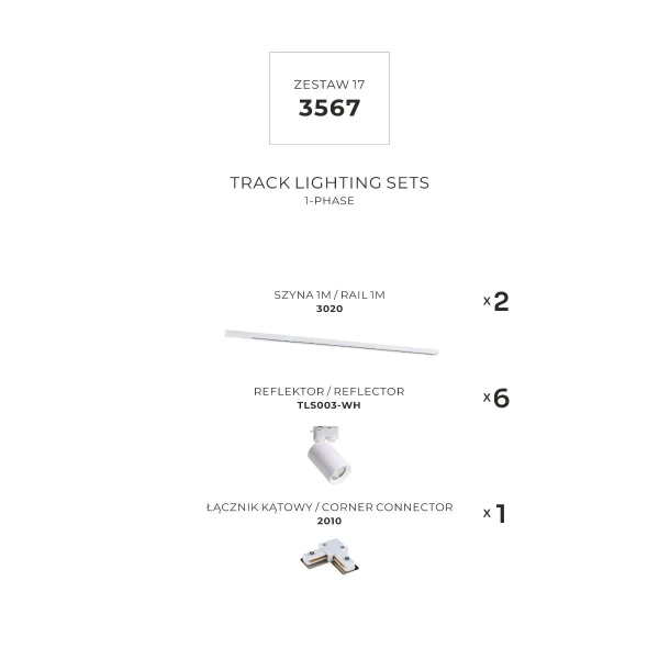 Wielopunktowy zestaw szynoprzewodów 3567 jednoobwodowy biały