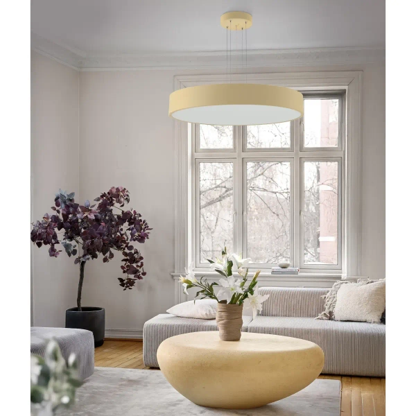 Zwisająca lampa do salonu Kengo 5236 tuba okrągła biała