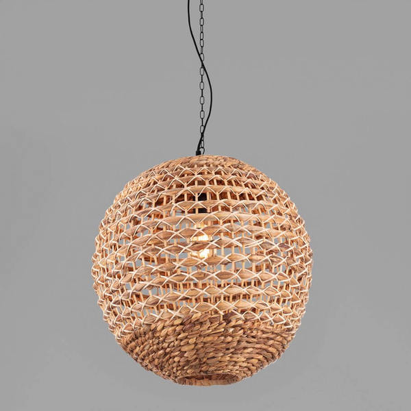 Okrągła lampa wisząca GUARDIA LE44576 ball kula naturalna czarna