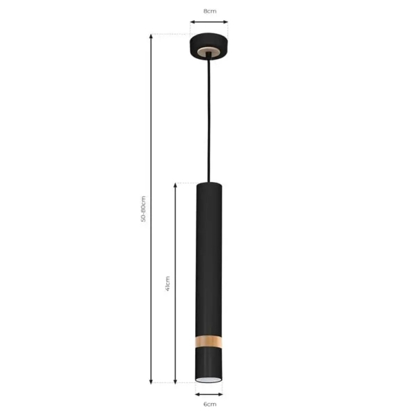 Wisząca lampa podłużna JOKER MLP6305 tubka do kuchni czarna