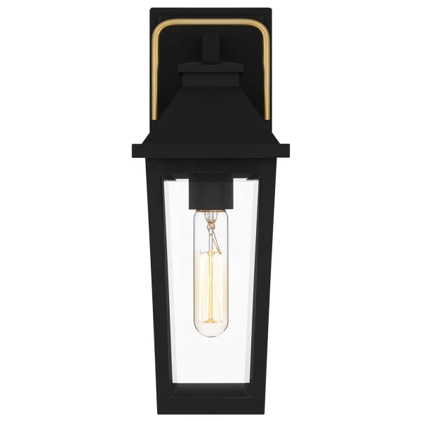 Zewnętrzny kinkiet szklany Buckley QZ-BUCKLEY-S-MBK latarenka IP44 czarna