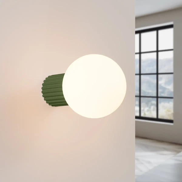 Kulista lampa ścienna HALO SL.1722 kula ryflowana biała oliwkowa