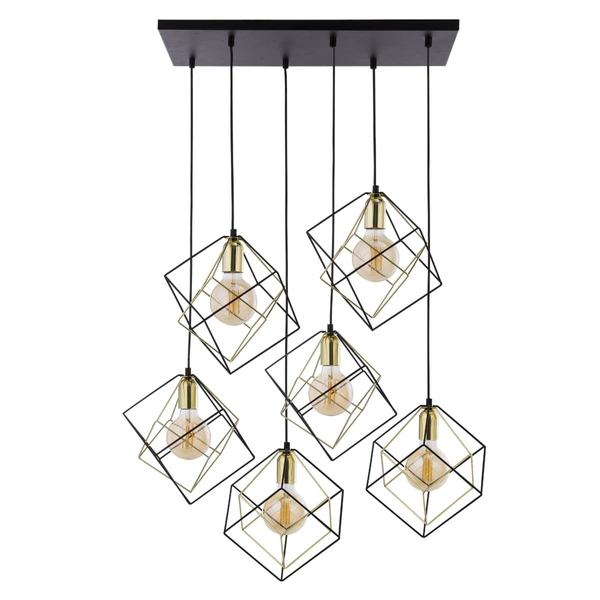 Wielopunktowa lampa zwisowa Alambre 2779 TK Lighting klatki czarne złote