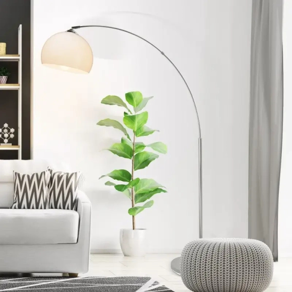Podłogowa lampa łukowa Vessa 92940/75 do salonu chrom biała