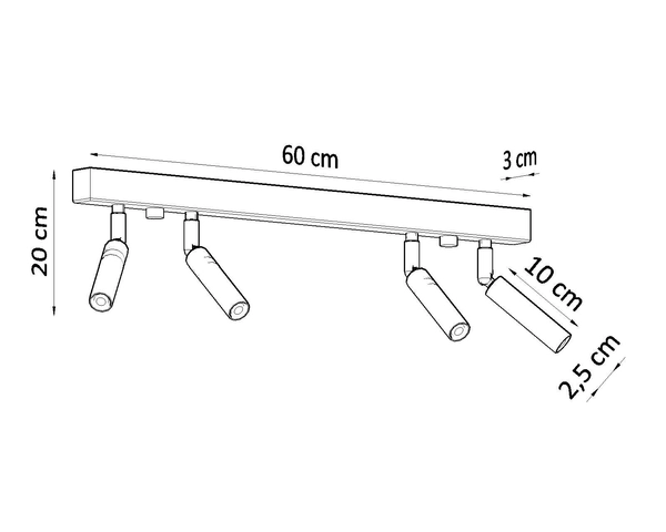 LAMPA sufitowa SL.0900 metalowa OPRAWA tuby regulowane loftowe czarne