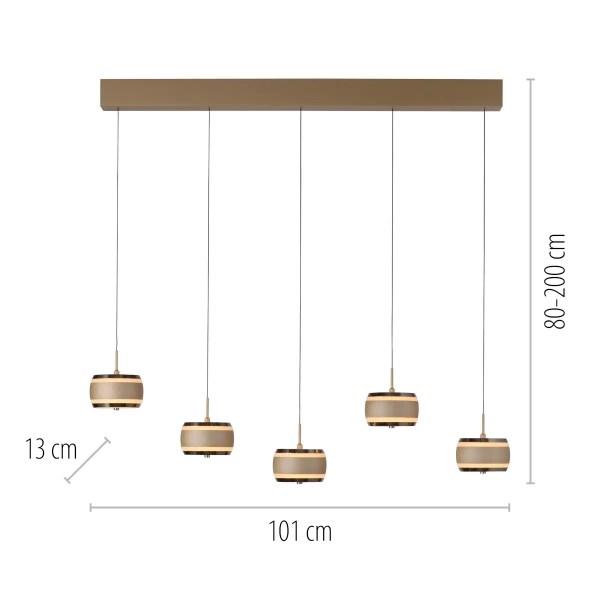 Sterowana pilotem lampa wisząca PURE FALLING RINGS brąz chrom 2504-97 5x8W 2200-5000K CCT