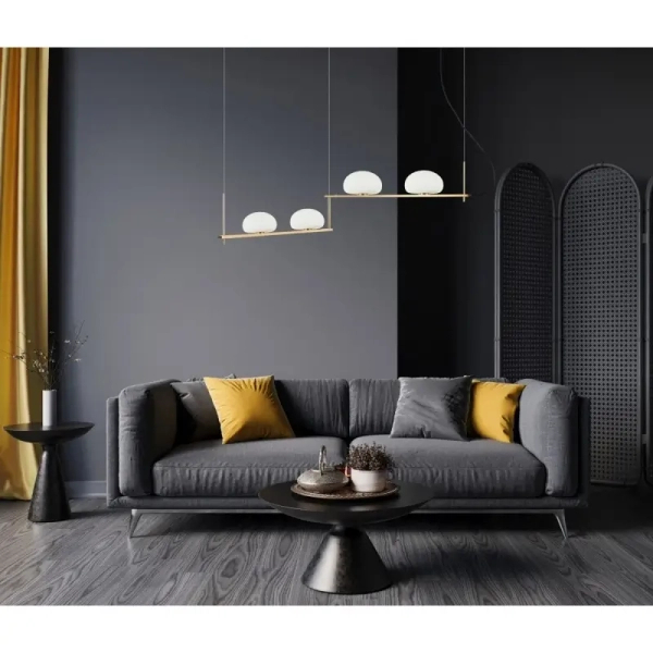 Lampa zwisowa do salonu Kernio PND-357784-BRO+W Italux kule mosiądz