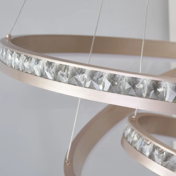 Wisząca lampa ringi do salonu CAMELIA metalowa LED 118W 3000K AZ6769 różowa złota