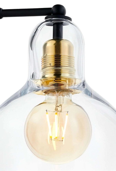 Skandynawska LAMPA ścienna LONGIS 20879105 Kaspa loftowa OPRAWA szklana kinkiet łezka kropla złota przezroczysta czarna